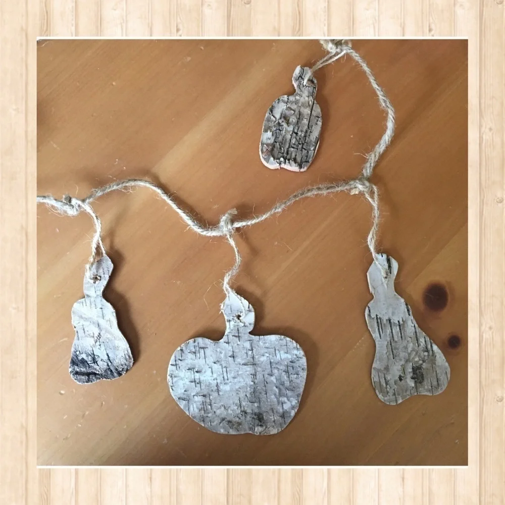 Birch bark rustic fall pumpkin ornament garland